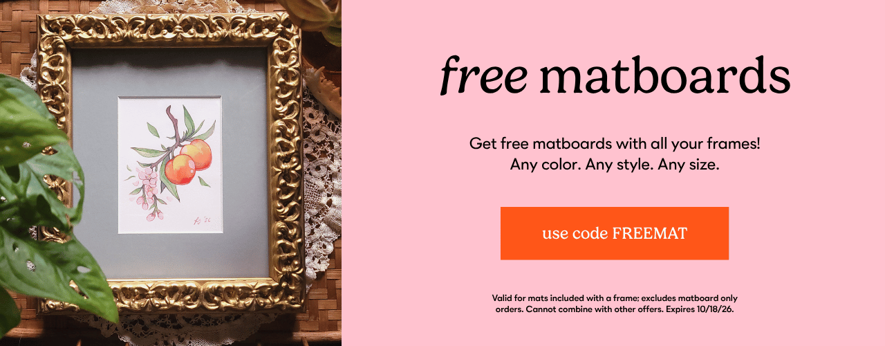 free matboards with any frame until 10/18/26