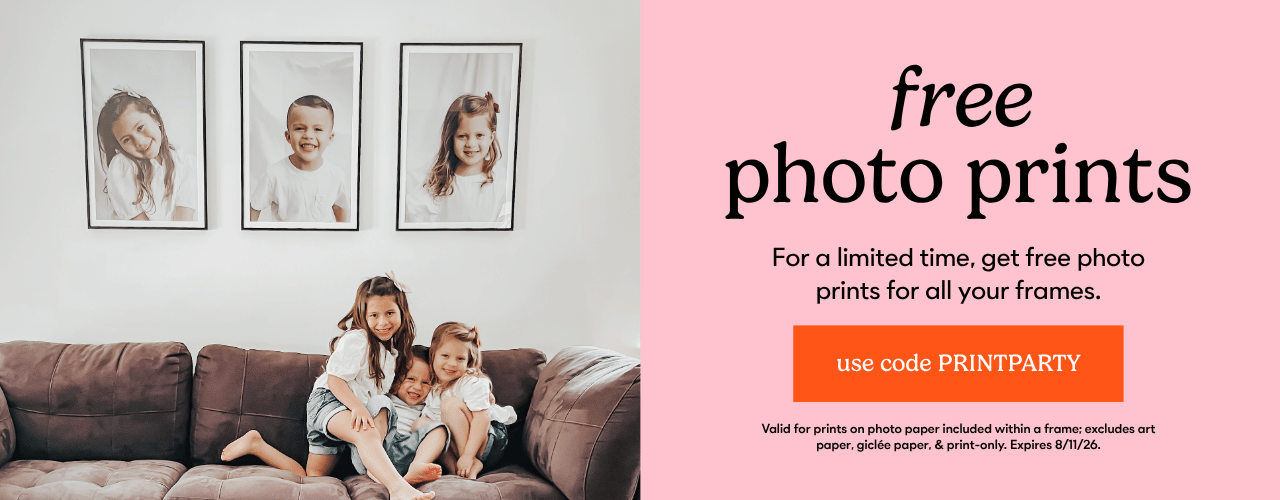 free photo prints. for a limited time, get a free photo print included with your frame purchase.